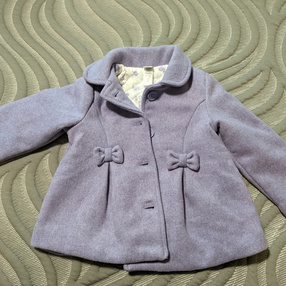 Little Me lavender pea coat 3T